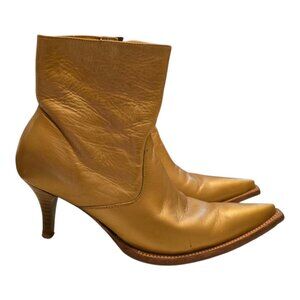Gold Leather RUDEL Snip Toe Western Cowgirl Boots sz 7
